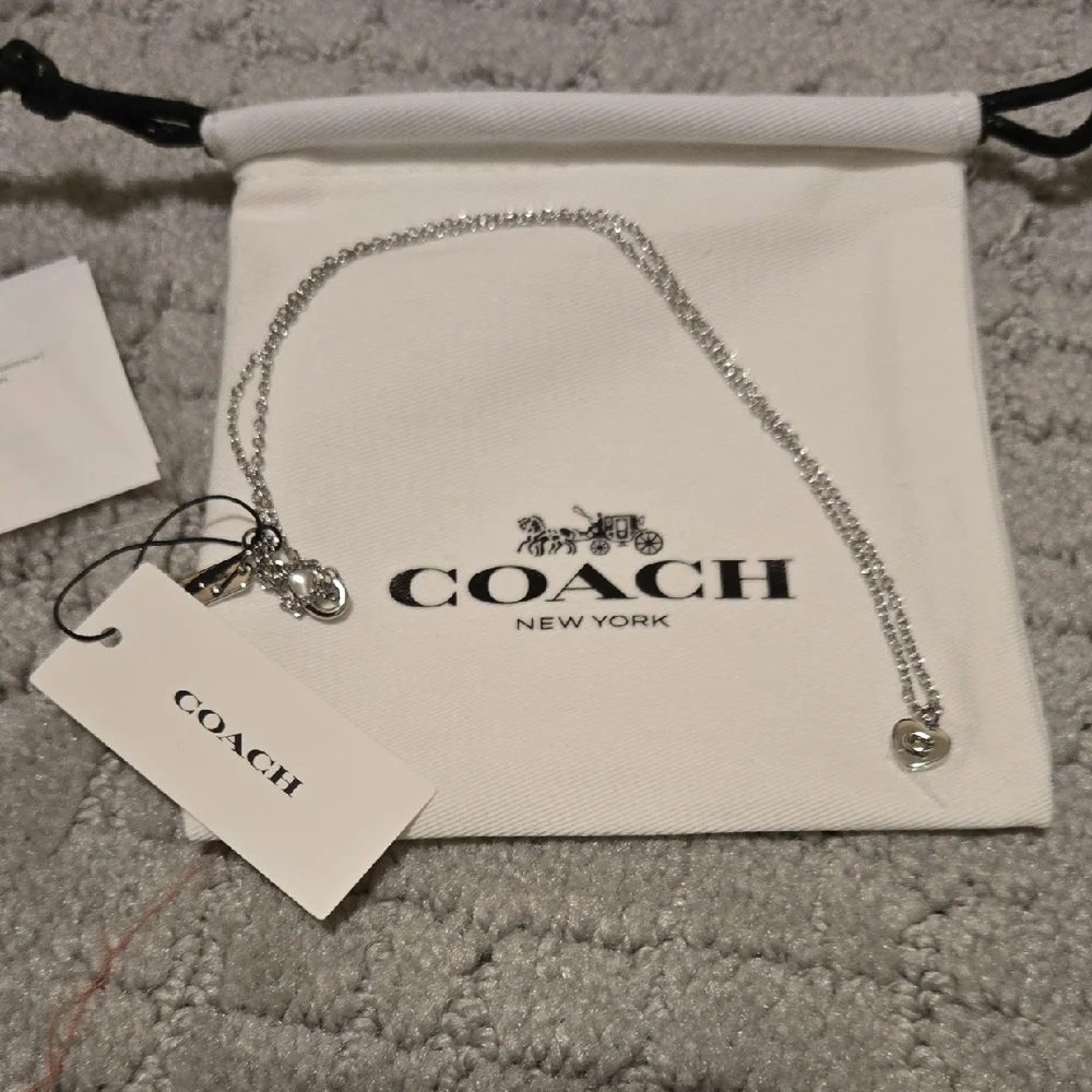 Coach Silver Heart Necklace NWT